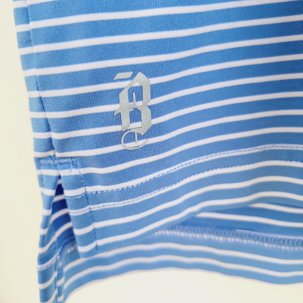 Straight Down Mens Polo Golf Athletic Shirt Blue Stripes Size Large - Picture 2 of 14